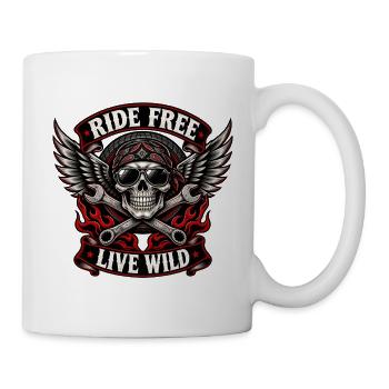 Ride Free Live Wild Skull - Tasse - Weiß - Rechts