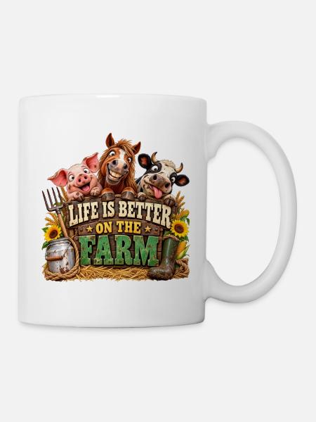 Leben Besser Auf Dem Hof - Tasse - Weiß