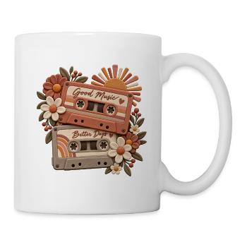 Gute Musik Blumenkassette - Tasse - Weiß - Rechts