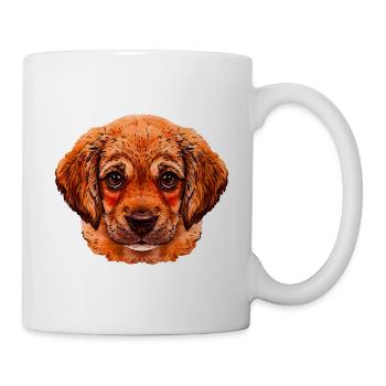 hündchen Kopf kindlich, Aquarell - Tasse - Weiß - Rechts