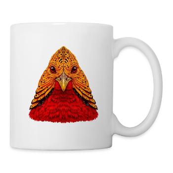 gold fasan ethno Stil, Feuerfeder Vogelkopf - Tasse - Weiß - Rechts