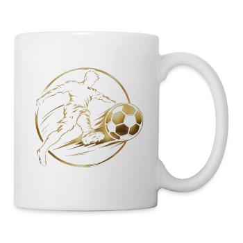 Goldenes Fußballkick-Emblem - Tasse - Weiß - Rechts