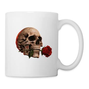Totenkopf-und-Rosen-Liebe - Tasse - Weiß - Rechts