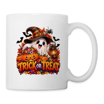 Halloween Geist mit Kürbisschatz - Tasse - Weiß - Rechts