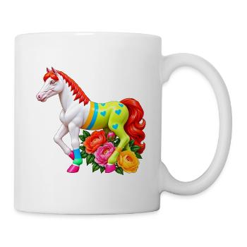 Niedliches Märchenpferd auf einer Blumenwiese - Tasse - Weiß - Rechts