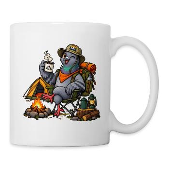 Taube beim Camping – Camping & Outdoor - Tasse - Weiß - Rechts