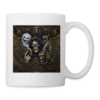 Keltischer Steampunk-Sensenmann - Tasse - Weiß - Rechts