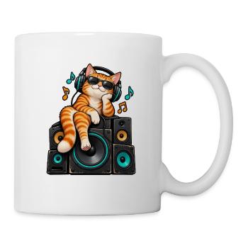 KatzenDJ auf Lautsprechern - Tasse - Weiß - Rechts