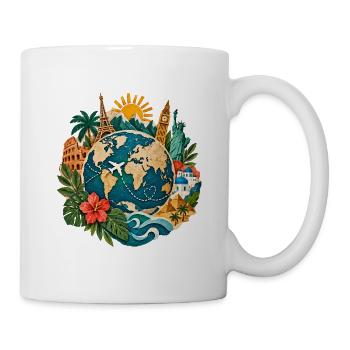 Weltreise Globus mit Landmarken - Tasse - Weiß - Rechts