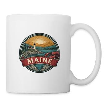 Maine Coastal Lighthouse Vintage-Reisegeschenk - Tasse - Weiß - Rechts