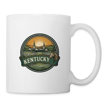 Kentucky Bluegrass Pferd Retro Reiseabzeichen - Tasse - Weiß - Rechts