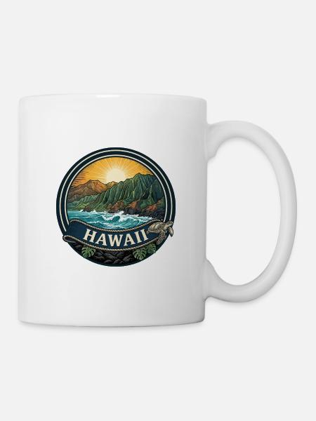 Hawaii Na Pali Coast Retro Surf-Reisegeschenk - Tasse - Weiß