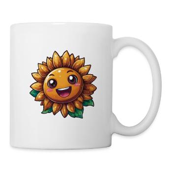Sonnenblume mit freundlichem Lächeln - Tasse - Weiß - Rechts