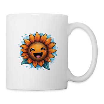Lächelnde Sonnenblume - Tasse - Weiß - Rechts
