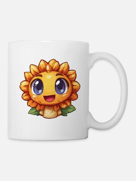 Lächelnde Sonnenblume Charme - Tasse - Weiß