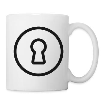Sicherheits-Schlüsselloch-Linien-Symbol - Tasse - Weiß - Rechts