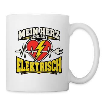 Mein Herz schlägt elektrisch – Elektriker - Tasse - Weiß - Rechts