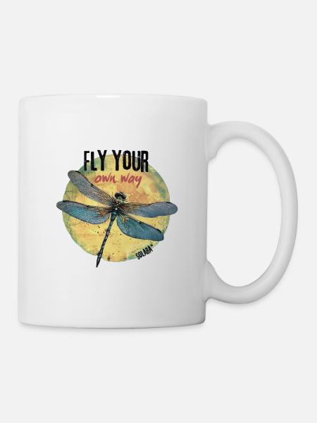Flieg deinen eigenen Weg, Dragonfly Circle - Tasse - Weiß
