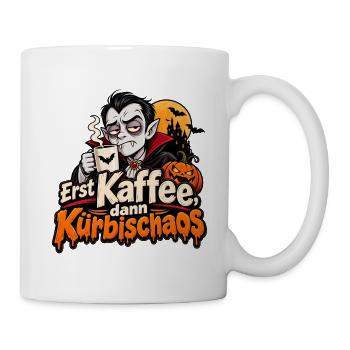 Erst Kaffee, dann Kürbischaos - Tasse - Weiß - Rechts