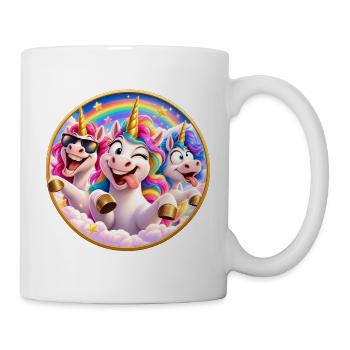 Festliche Regenbogeneinhörner - Tasse - Weiß - Rechts
