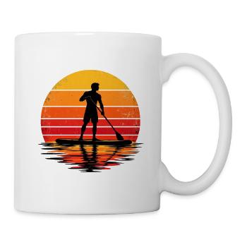 Retro Sunset Paddleboarder Silhouett - Tasse - Weiß - Rechts