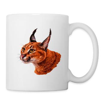 Feuriges karakal design,  Wildkatzenkopf - Tasse - Weiß - Rechts