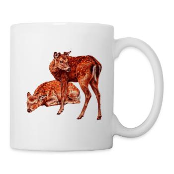 Zwei junge Rehe Grafik im digital-Stil - Tasse - Weiß - Rechts