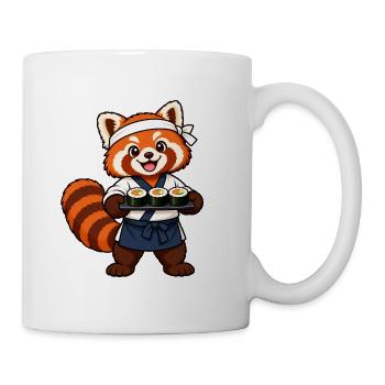 Red Panda Sushi-Koch mit Sushi-Rollen - Tasse - Weiß - Rechts