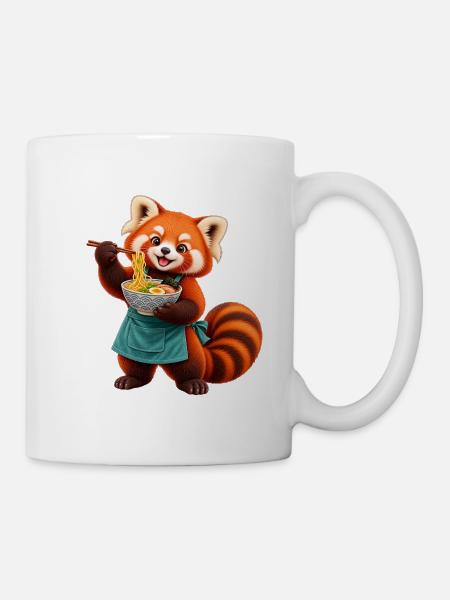 Red Panda Ramen-Koch mit Nudeln - Tasse - Weiß