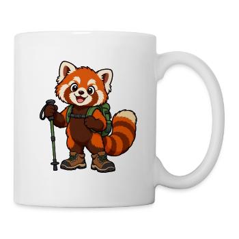 Wandern mit Red Panda mit Rucksack und Stiefeln - Tasse - Weiß - Rechts