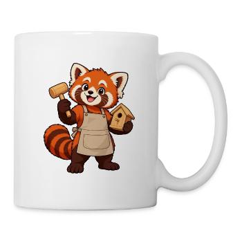 Holzbearbeitung Rotpanda mit Vogelhaus - Tasse - Weiß - Rechts
