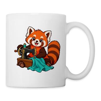 Red Panda nähen mit Vintage-Nähmaschine - Tasse - Weiß - Rechts