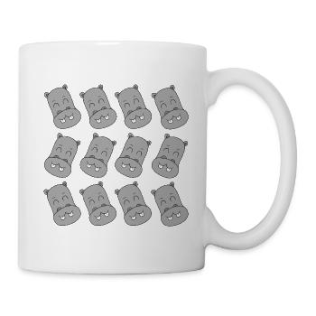 Cartoon-Nilpferdkopf - Tasse - Weiß - Rechts