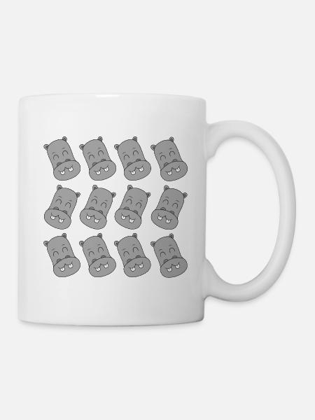 Cartoon-Nilpferdkopf - Tasse - Weiß