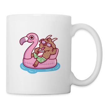 Ziege entspannt sich im Flamingo-Pool-Floatsommer - Tasse - Weiß - Rechts