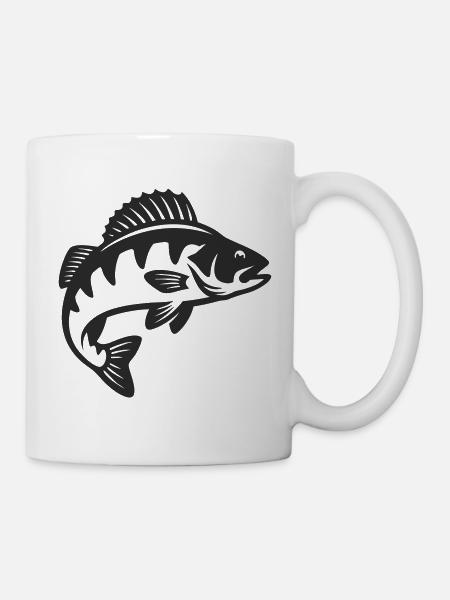 Barsch Raubfisch Silhouette - Tasse - Weiß