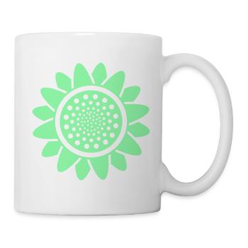 Mint Sonnenblume Stil Muster - Tasse - Weiß - Rechts