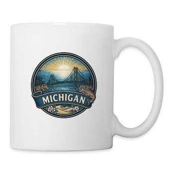 Michigan Great Lakes Vintage-Reiseabzeichen - Tasse - Weiß - Rechts