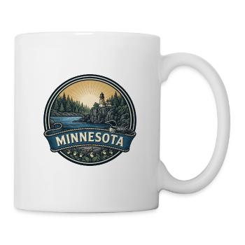 Minnesota Split Rock Loon Retro-Reisegeschenk - Tasse - Weiß - Rechts