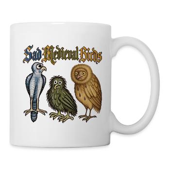 Traurige mittelalterliche Vögel - Tasse - Weiß - Rechts