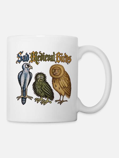 Traurige mittelalterliche Vögel - Tasse - Weiß