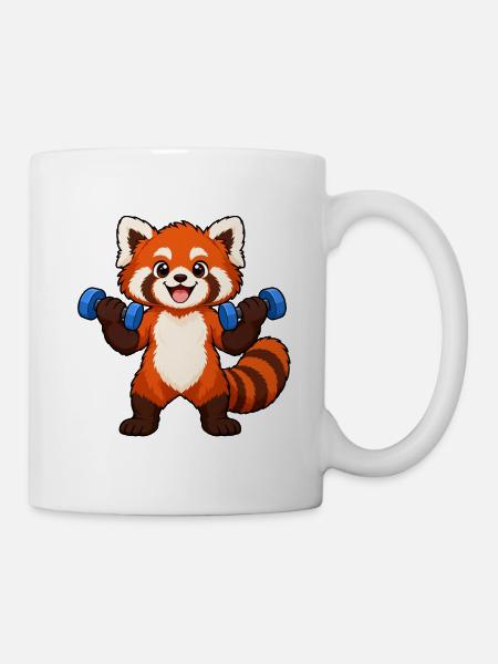 Fitness Red Panda Lifting-Hanteln - Tasse - Weiß