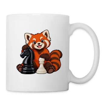 Schachroter Panda mit Springer und Bauer - Tasse - Weiß - Rechts