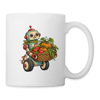 Ernteroboter mit Obstkorb - Tasse - Weiß - Rechts