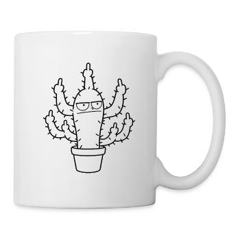 Grimmiger Kaktus Mittelfinger Cartoon - Tasse - Weiß - Rechts
