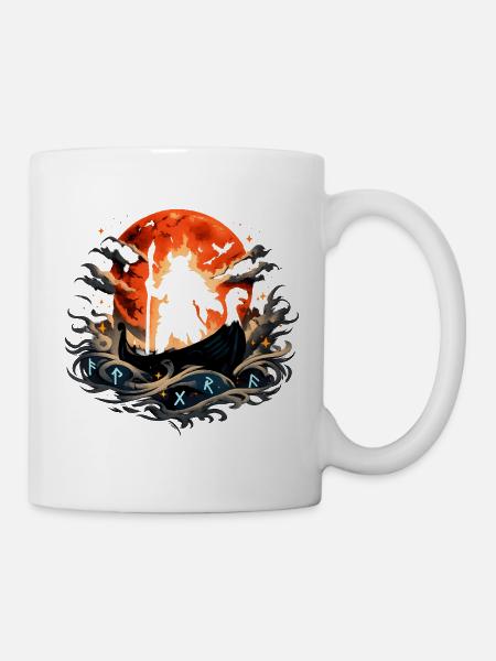 Vikingerschiff im Mondrot - Tasse - Weiß