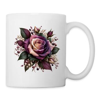 Lila Rosenblüte Floral Bouquet - Tasse - Weiß - Rechts