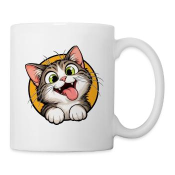 Ungezogenes Kätzchen auf orangefarbenem Hintergrund - Tasse - Weiß - Rechts