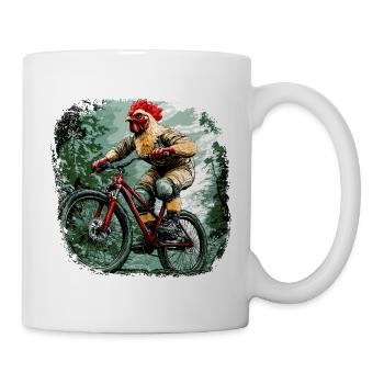 Hühner Bike / Bikerin Huhn - Tasse - Weiß - Rechts
