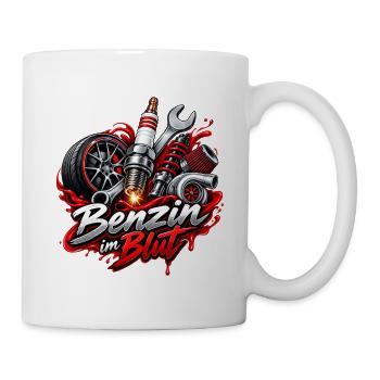 Benzin im Blut , Motorsport - Tasse - Weiß - Rechts